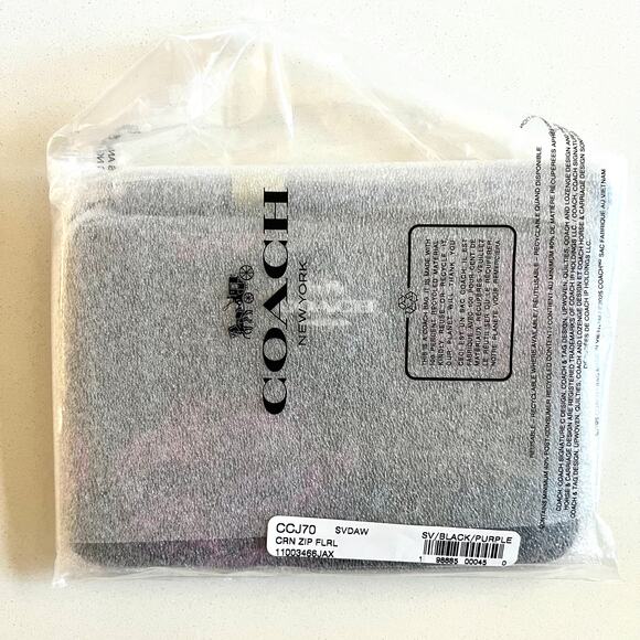 COACH NWT Leather Corner Zip Wristlet Wallet, Floral Print - Picture 4 of 7